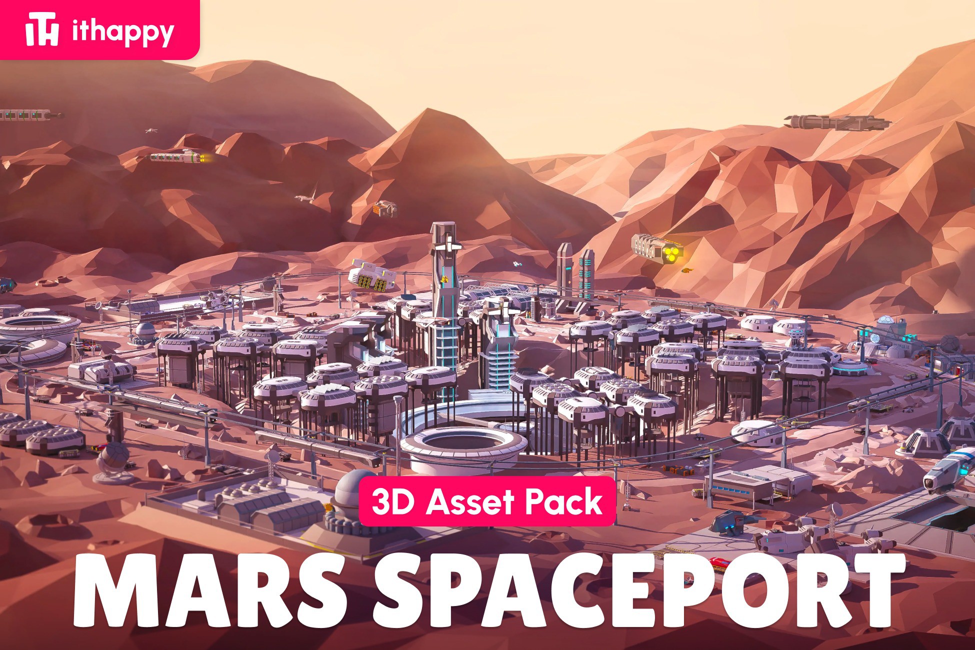 Mars Spaceport - Low Poly 3D Models Pack