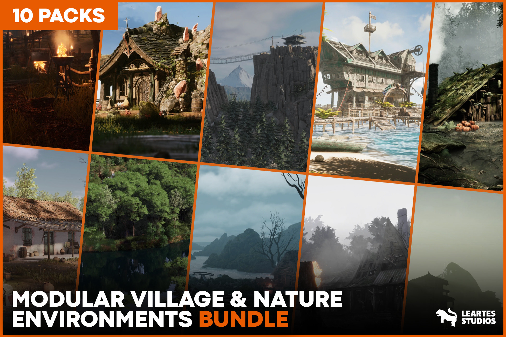 Modular Village & Nature Environments Bundle (10 Packs)