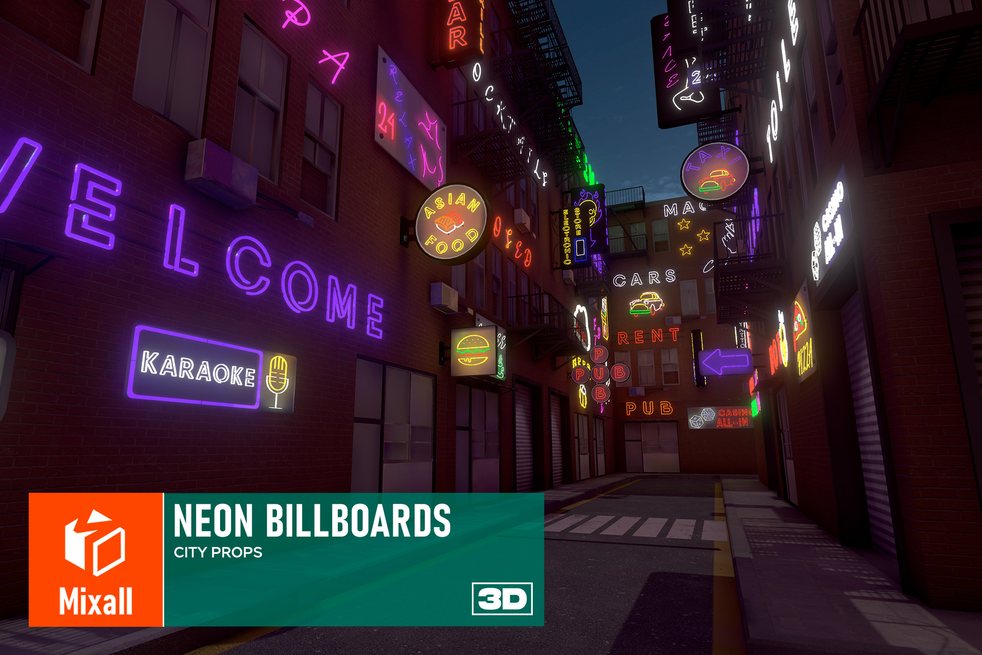Neon billboards - city props