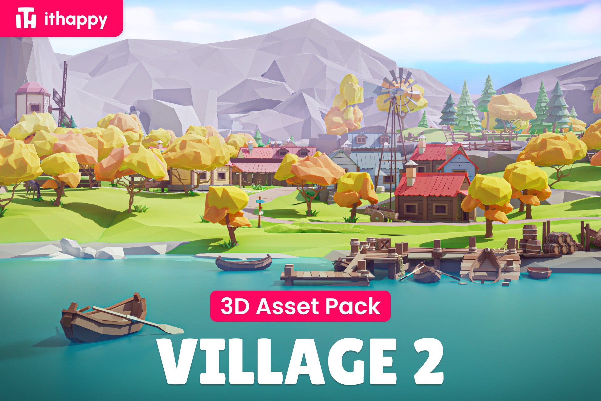 Village 2 - Low Poly 3D Models Pack