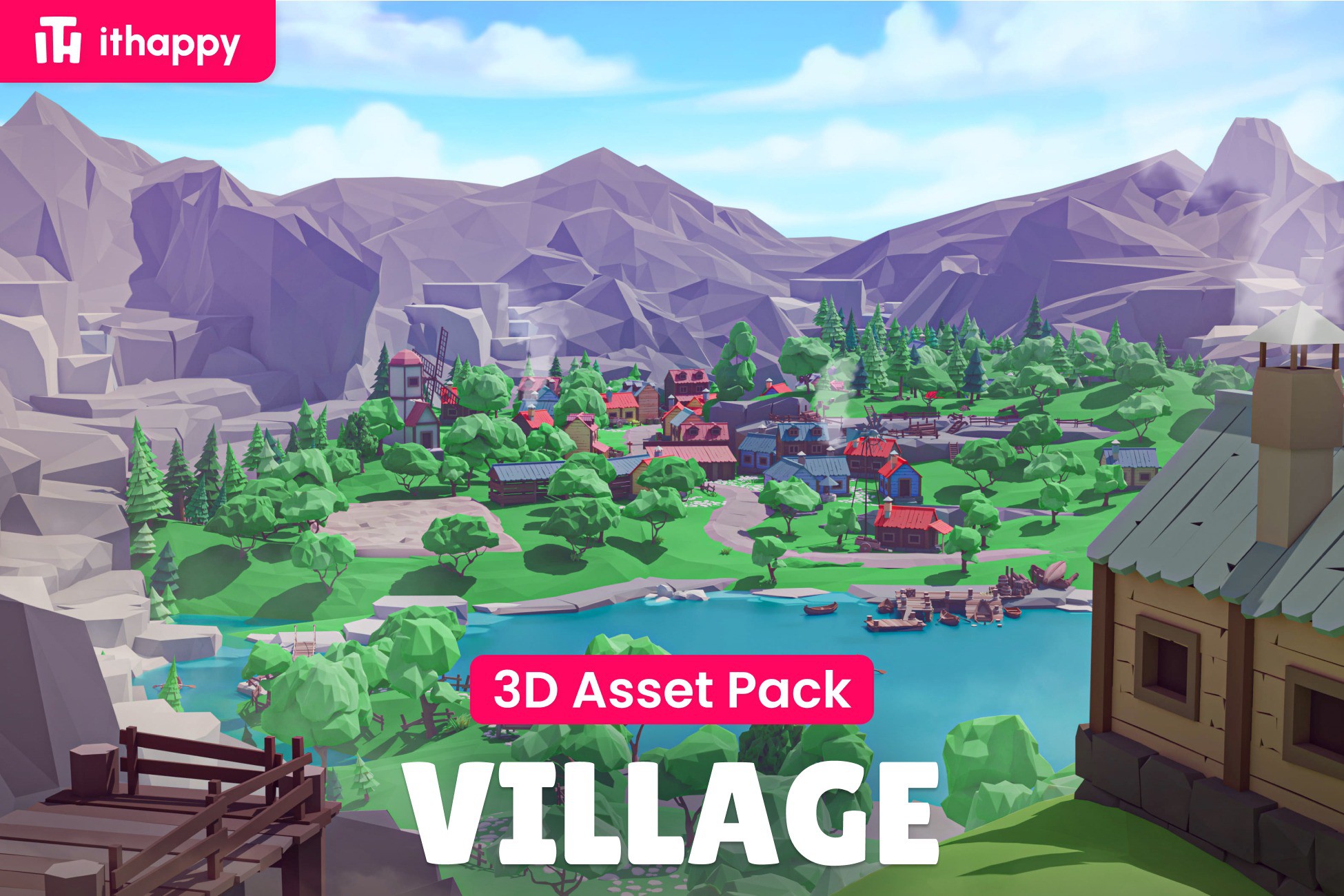 Village - Low Poly 3D Models Pack